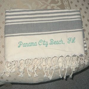 Panama City Beach, FL Cotton Kikoya Turkish Throw with Fringe - 68” L x 39” W